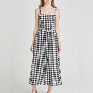 WAYF Black and White Gingham Maxi Dress Sz Small NWT